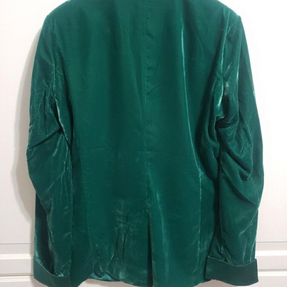 NWOT Jason Wu Emerald Green Velvet & Satin Blazer Large L - Picture 2 of 7